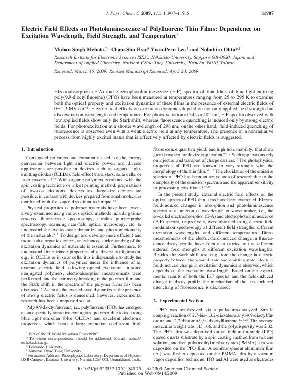 (PDF) Electric Field Effects on Photoluminescence of Polyfluorene Thin ...