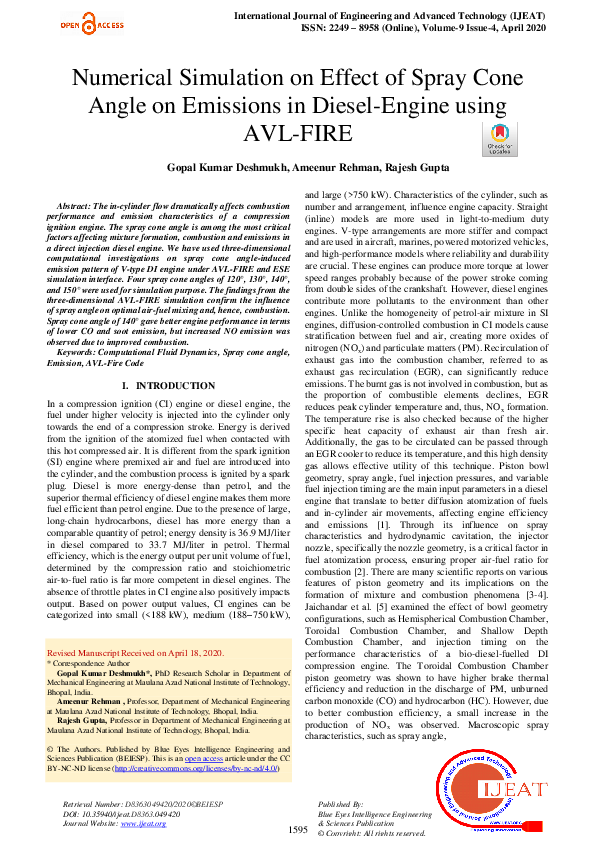 (PDF) Numerical Simulation on Effect of Spray Cone Angle on Emissions ...