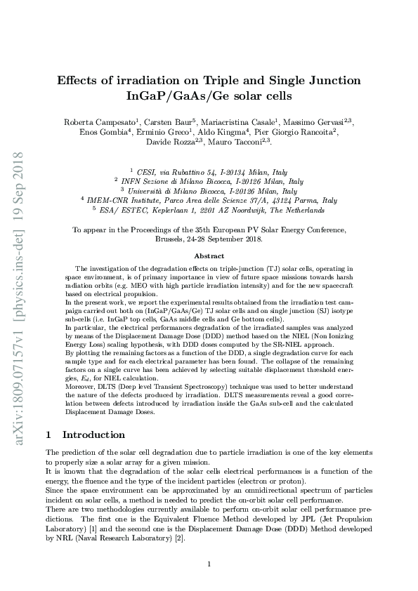 (PDF) Effects of Irradiation on Triple and Single Junction InGaP/GaAs ...