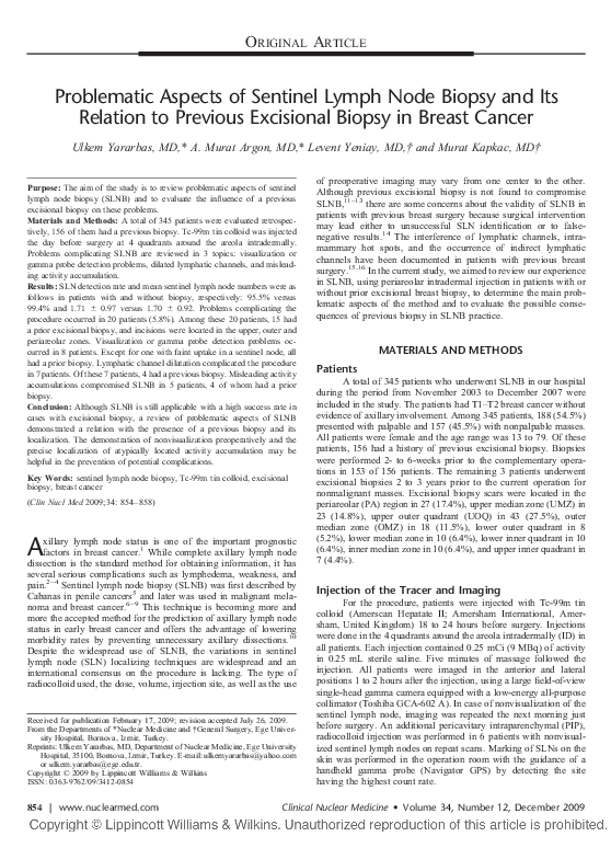 (PDF) Problematic Aspects of Sentinel Lymph Node Biopsy and Its ...