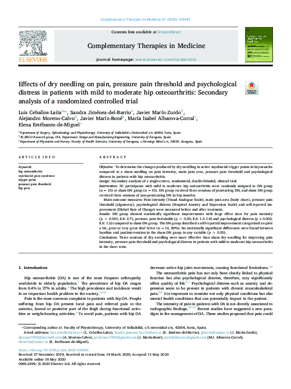 (PDF) Effects of dry needling on pain, pressure pain threshold and ...