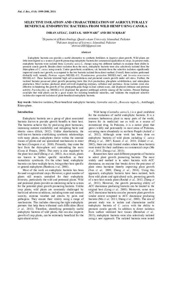 (PDF) Selective Isolation and Characterization of Agriculturally ...