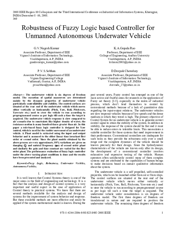 (PDF) Robustness of Fuzzy Logic based Controller for Unmanned ...
