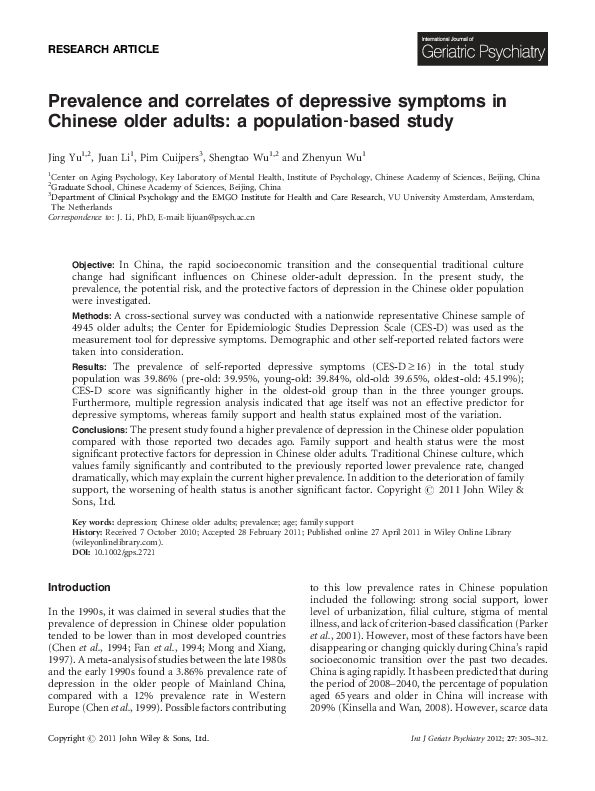 (PDF) Prevalence and Correlates of Depressive Symptoms in Young Adolescents