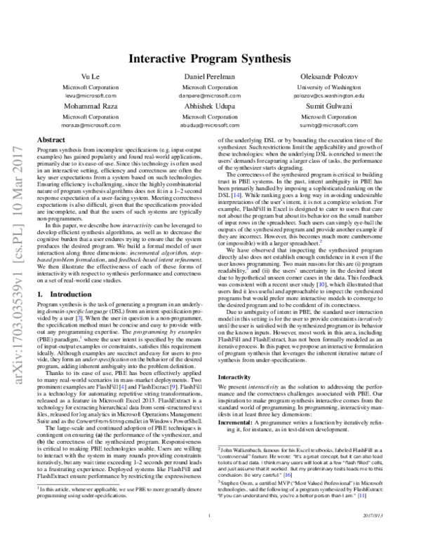 (PDF) Interactive Program Synthesis