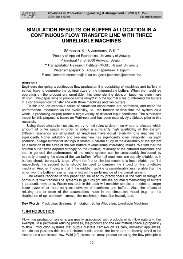 (PDF) Simulation results on buffer allocation in a continuous flow ...