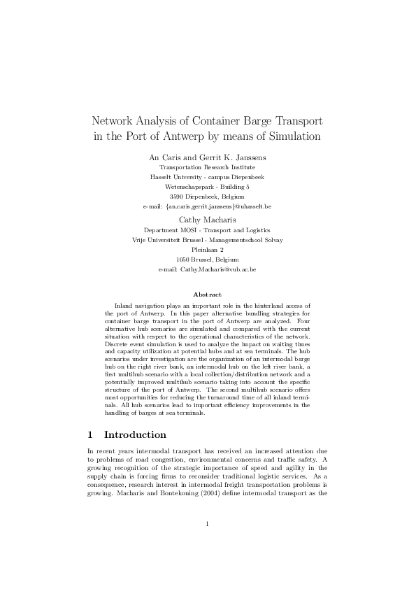(PDF) Network analysis of container barge transport in the port of ...