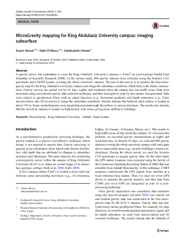(PDF) MicroGravity mapping for King Abdulaziz University campus ...