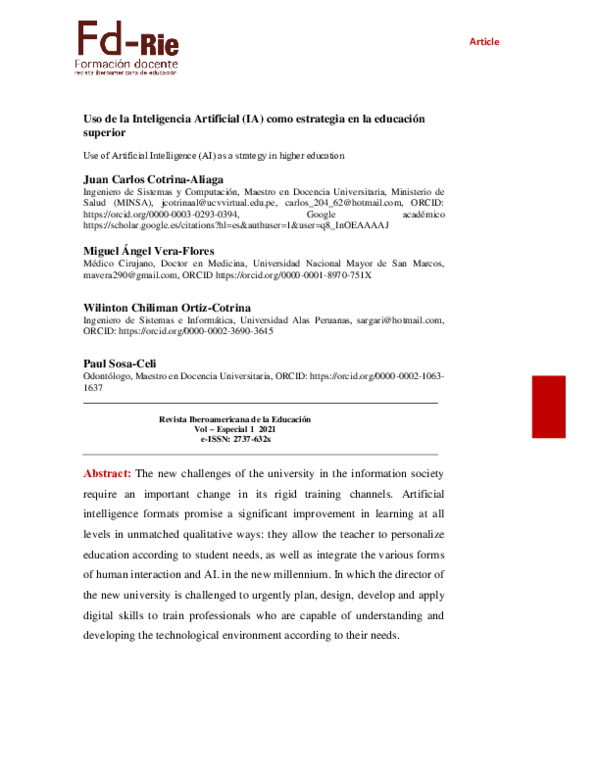 (PDF) Uso de la Inteligencia Artificial (IA) como estrategia en la ...