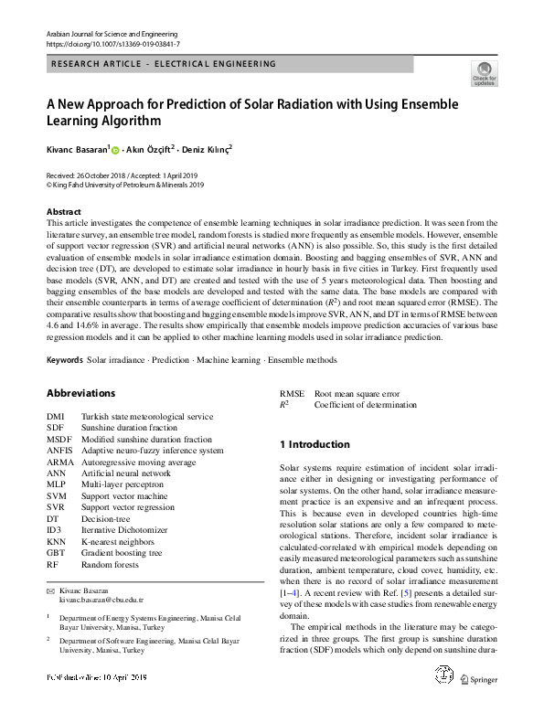 (PDF) A New Approach for Prediction of Solar Radiation with Using ...