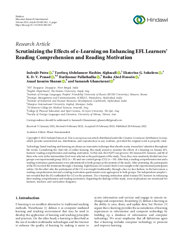 (PDF) Scrutinizing the Effects of e-Learning on Enhancing EFL Learners ...