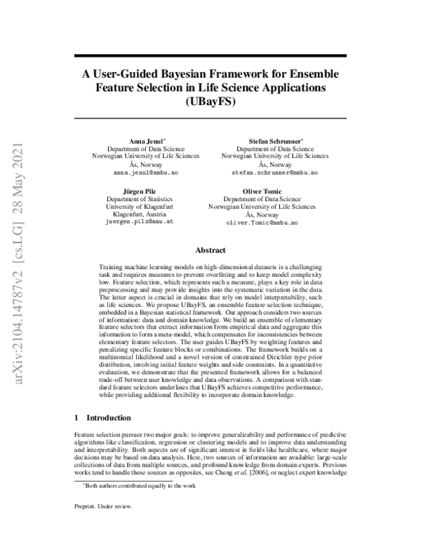 (PDF) A User-Guided Bayesian Framework for Ensemble Feature Selection ...