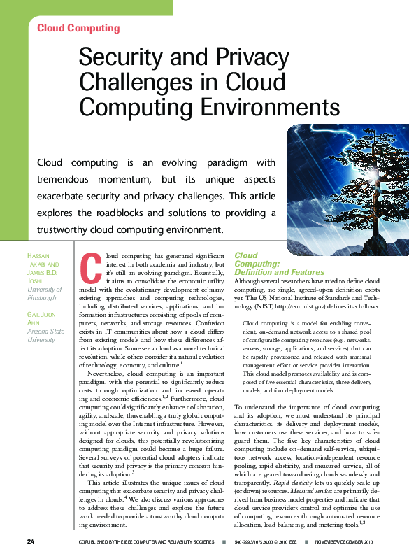 (PDF) Security and Privacy Challenges in Cloud Computing Environments