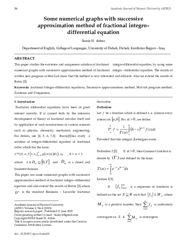 (PDF) Some numerical graphs with successive approximation method of ...