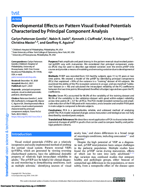 (PDF) Developmental Effects on Pattern Visual Evoked Potentials ...