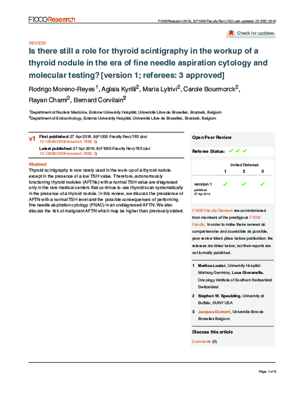 (PDF) Is there still a role for thyroid scintigraphy in the workup of a ...