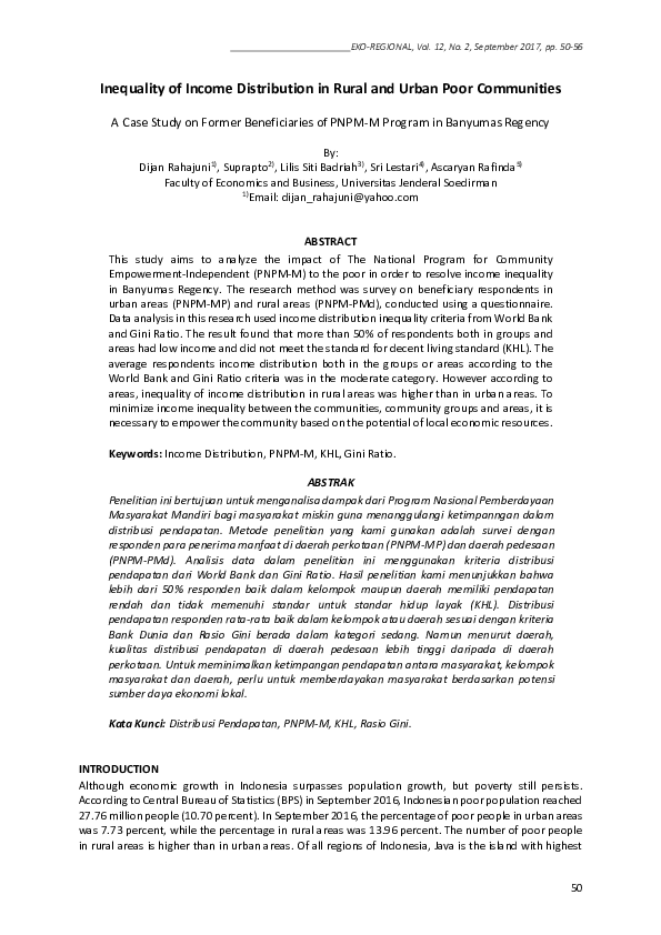 (PDF) Inequality of Income Distribution in Rural and Urban Poor ...