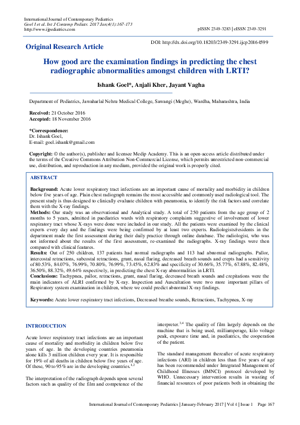 (PDF) How good are the examination findings in predicting the chest ...