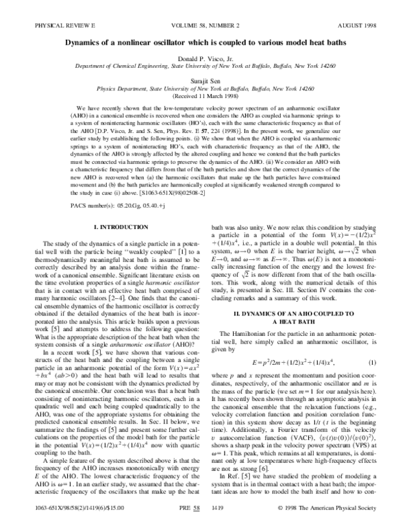(PDF) Dynamics of a nonlinear oscillator which is coupled to various ...