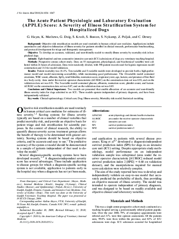 (PDF) The Acute Patient Physiologic and Laboratory Evaluation (APPLE ...