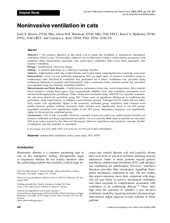 (PDF) Noninvasive ventilation in cats Karol Mathews Academia.edu