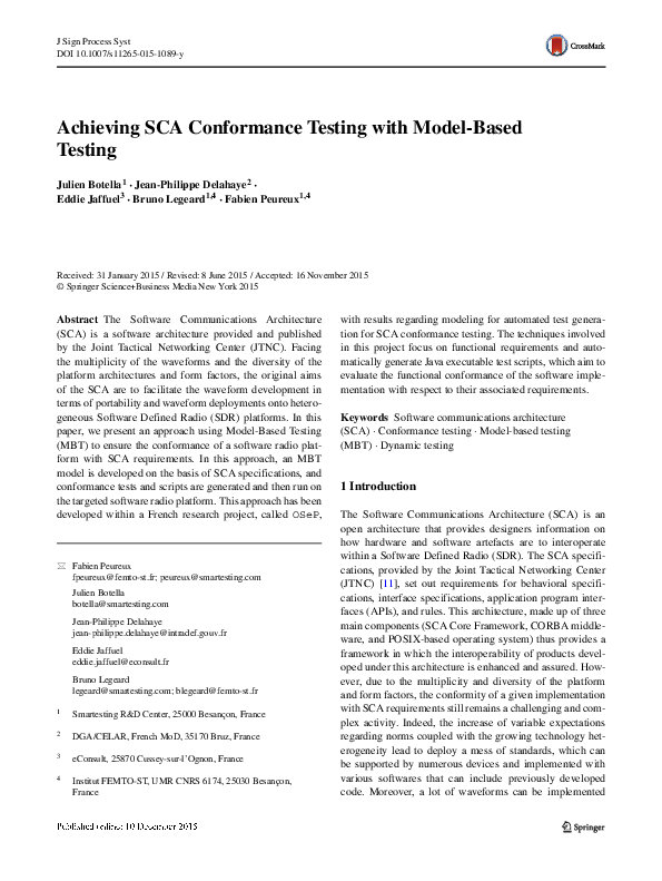 (PDF) Achieving SCA Conformance Testing with Model-Based Testing