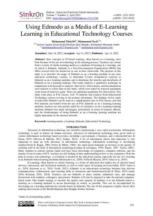 (PDF) Using Edmodo as a Media of E-Learning Learning in Educational ...