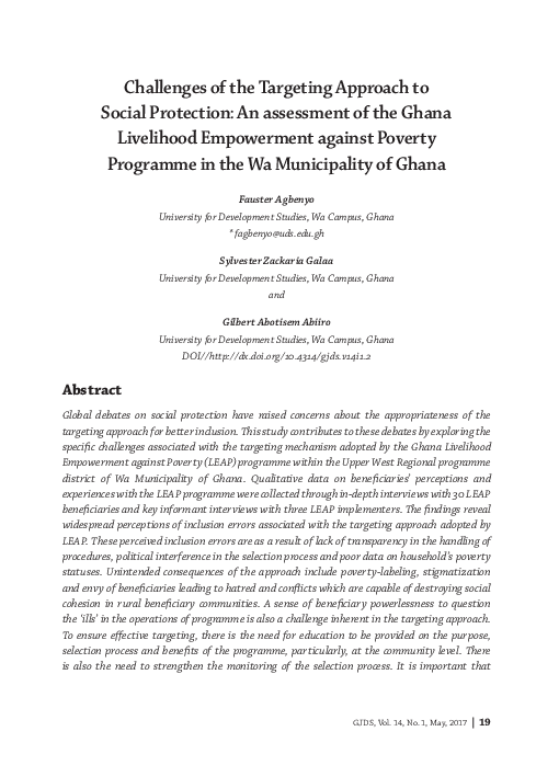 (PDF) Challenges of the Targeting Approach to Social Protection: An ...