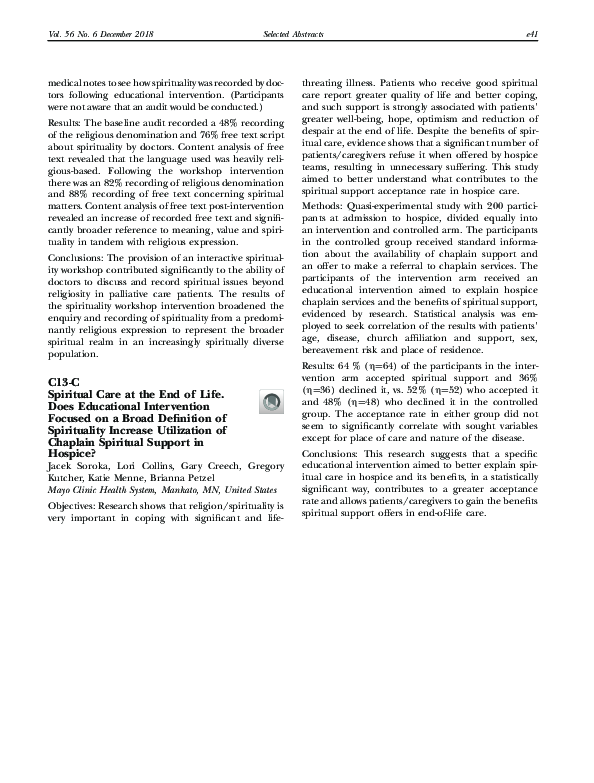 (PDF) Spiritual Care at the End of Life. Does Educational Intervention ...