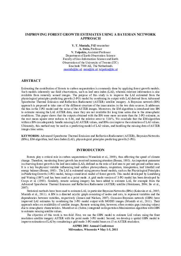 (PDF) Improving Forest Growth Estimates Using a Bayesian Network Approach