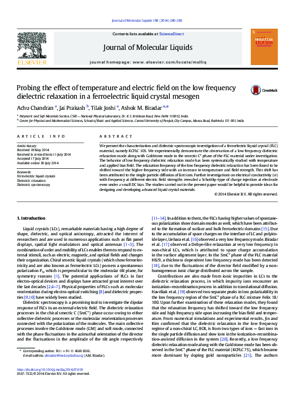 (PDF) Probing the effect of temperature and electric field on the low ...