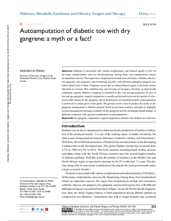 (PDF) Autoamputation of diabetic toe with dry gangrene: a myth or a fact?