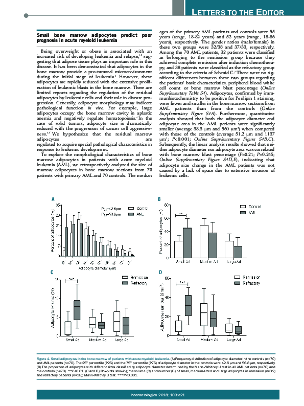(PDF) Small bone marrow adipocytes predict poor prognosis in acute ...