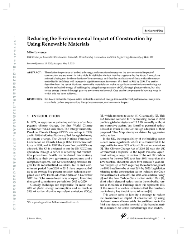 (PDF) Reducing the Environmental Impact of Construction by Using ...