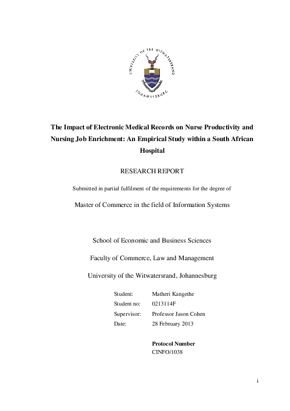 (PDF) The impact of electronic medical records on nurse productivity ...