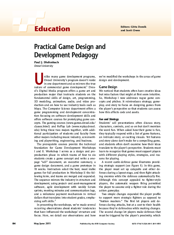 (PDF) Practical Game Design and Development Pedagogy