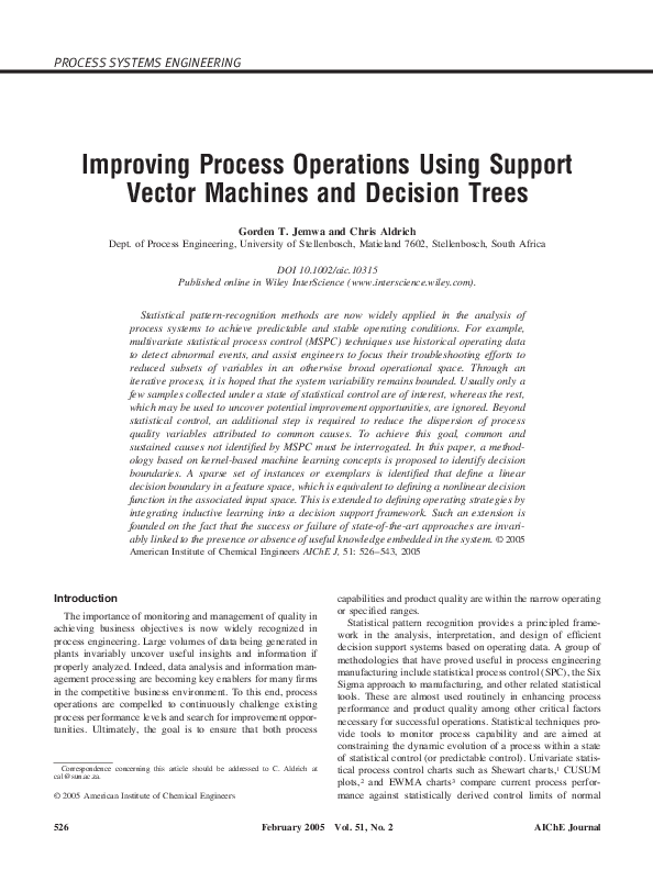 (PDF) Improving process operations using support vector machines and ...