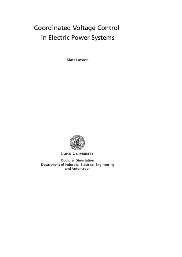 (PDF) Coordinated voltage control in electric power systems