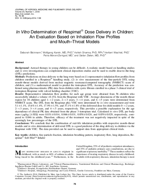 (PDF) In Vitro Determination of Respimat(®) Dose Delivery in Children ...