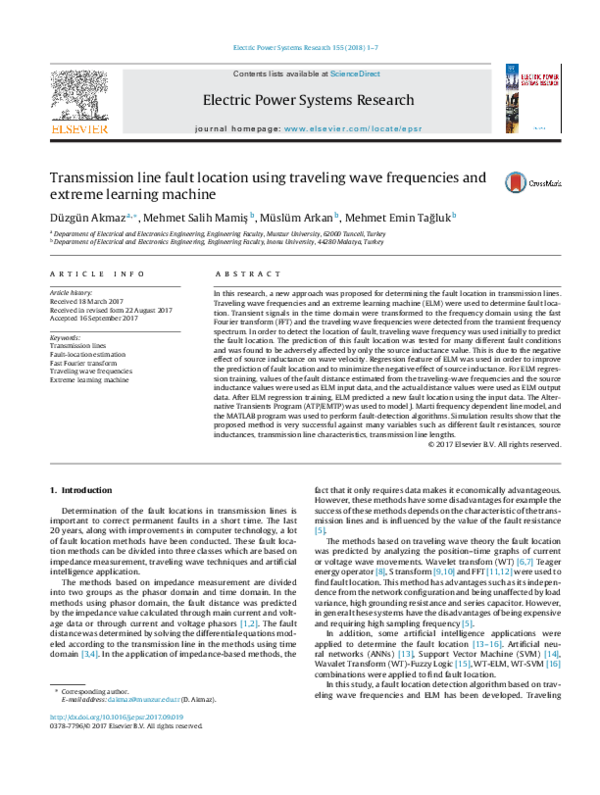 (PDF) Transmission line fault location using traveling wave frequencies ...