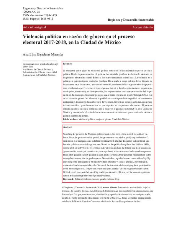 (PDF) Violencia Política contra las mujeres en razón de género en las ...