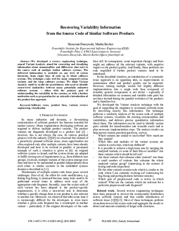 (PDF) Recovering variability information from the source code of ...