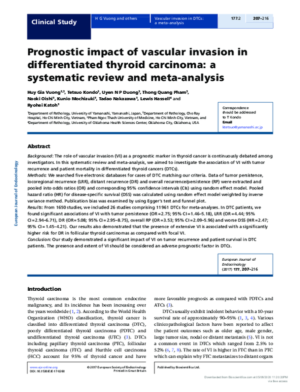 (PDF) Prognostic impact of vascular invasion in differentiated thyroid ...