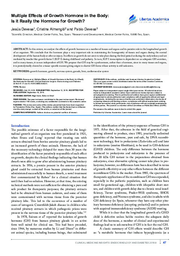 (PDF) Multiple Effects of Growth Hormone in the Body: Is it Really the ...