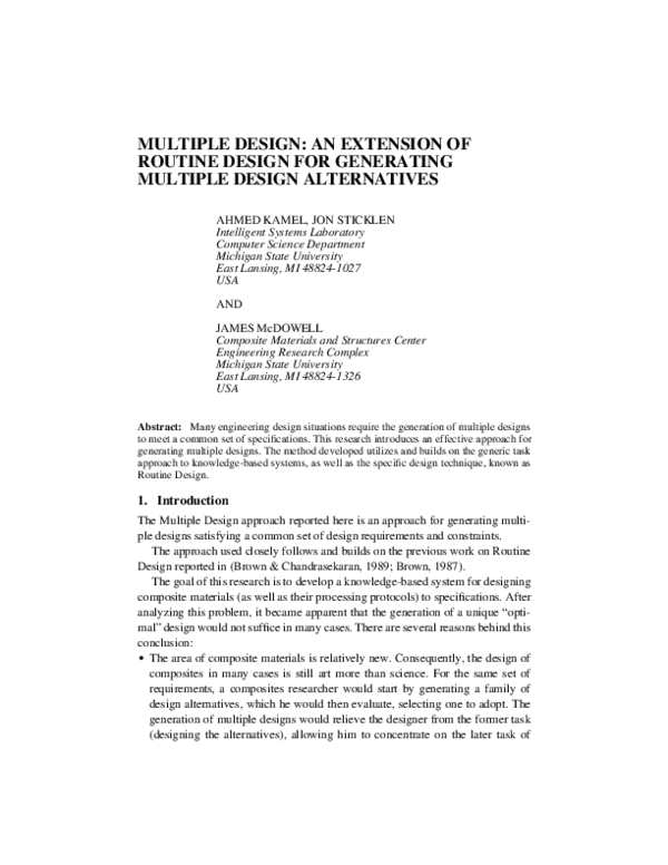 (PDF) Multiple Design: An Extension of Routine Design for Generating ...