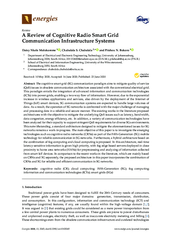 (PDF) A Review of Cognitive Radio Smart Grid Communication ...