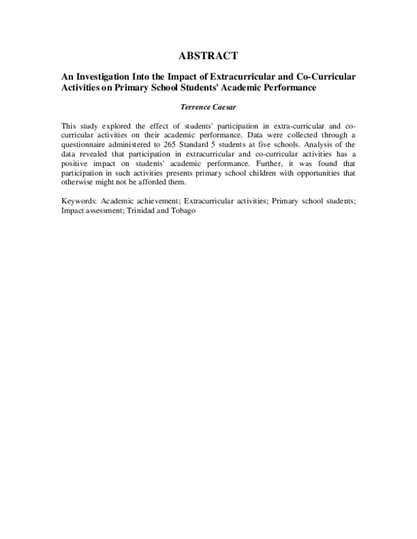 (PDF) An investigation into the impact of extracurricular and co ...