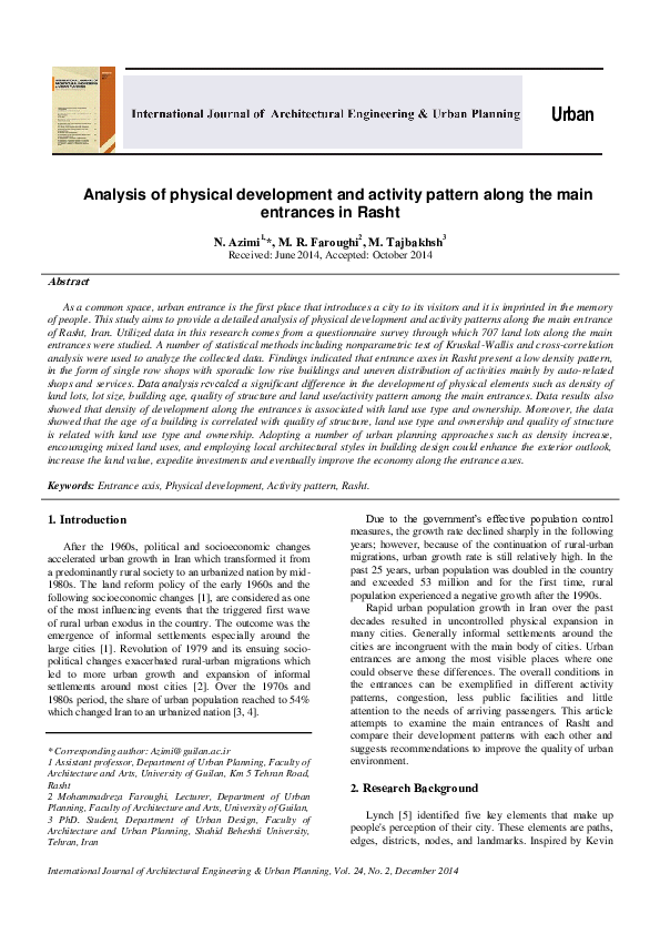 (PDF) Analysis of physical development and activity pattern along the ...