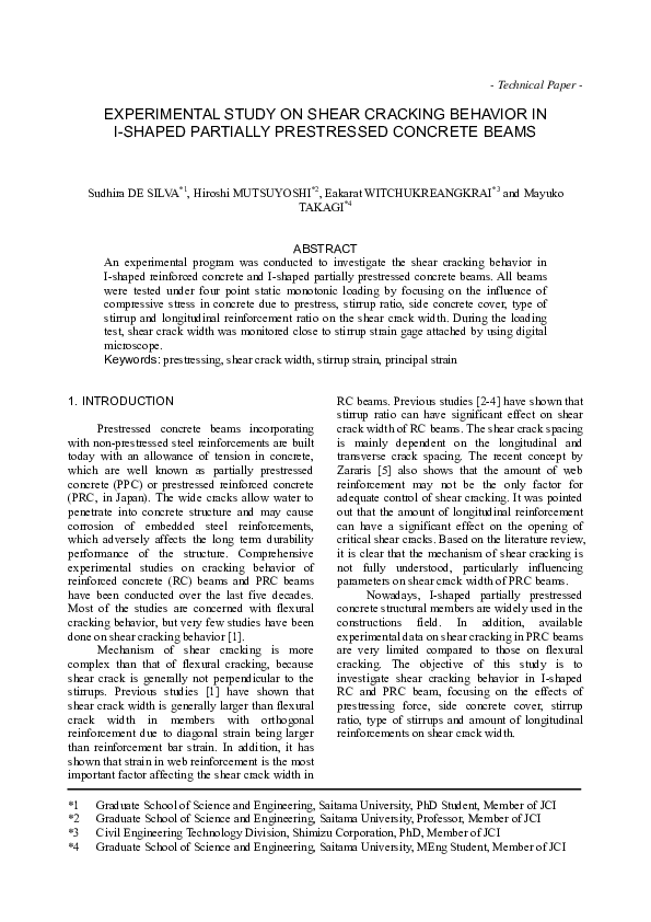 (PDF) Experimental Study on Shear Cracking Behavior in I-Shaped ...