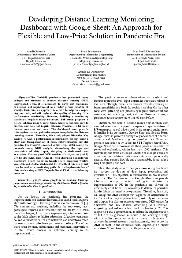 (PDF) Developing Distance Learning Monitoring Dashboard with Google ...